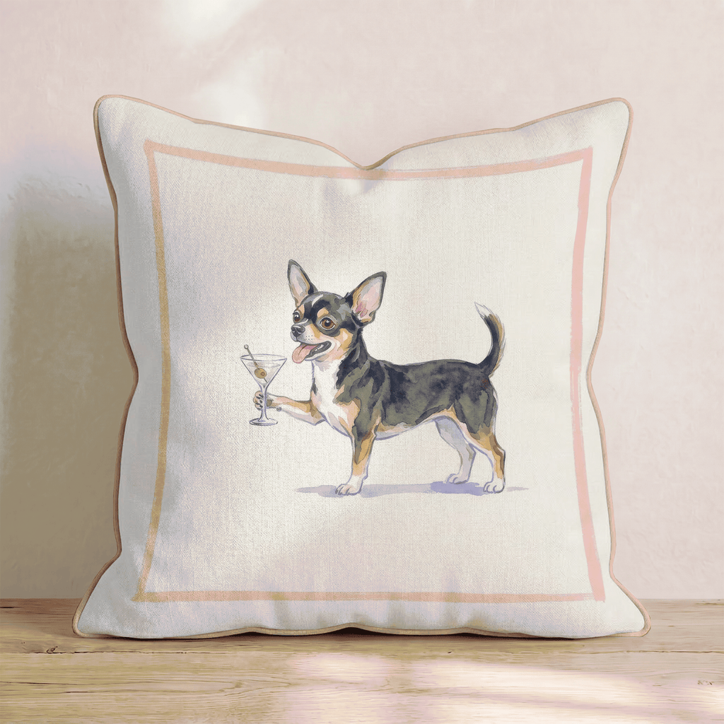 Martini Chihuahua Throw Pillow - Hillcroft Home