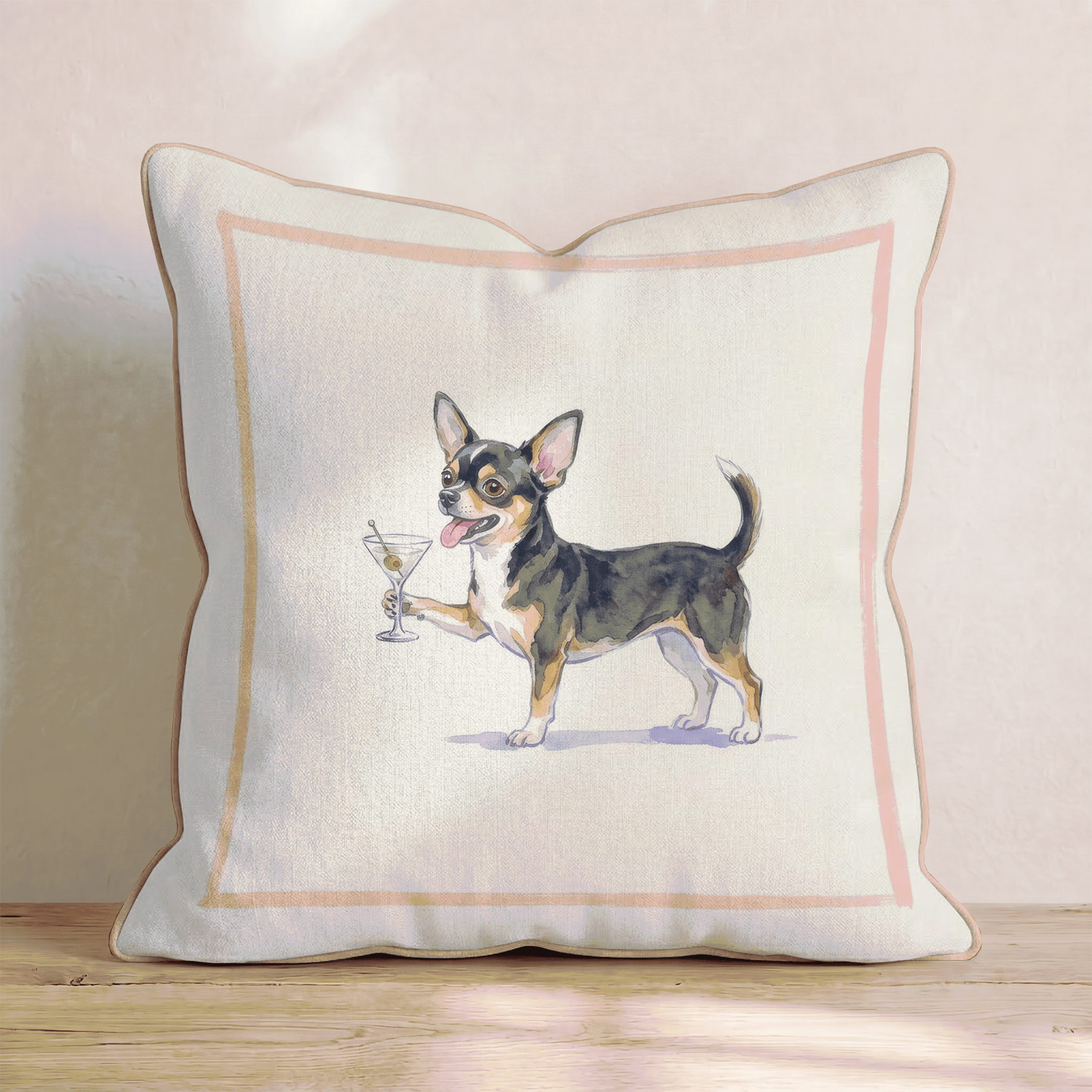 Martini Chihuahua Throw Pillow - Hillcroft Home