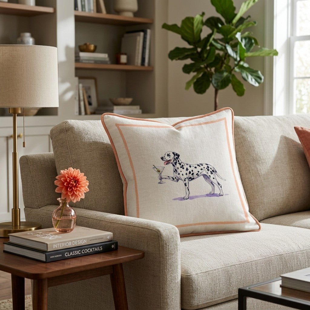 Martini Dalmatian Throw Pillow - Hillcroft Home