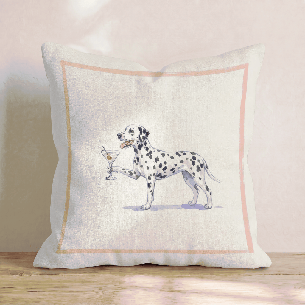Martini Dalmatian Throw Pillow - Hillcroft Home
