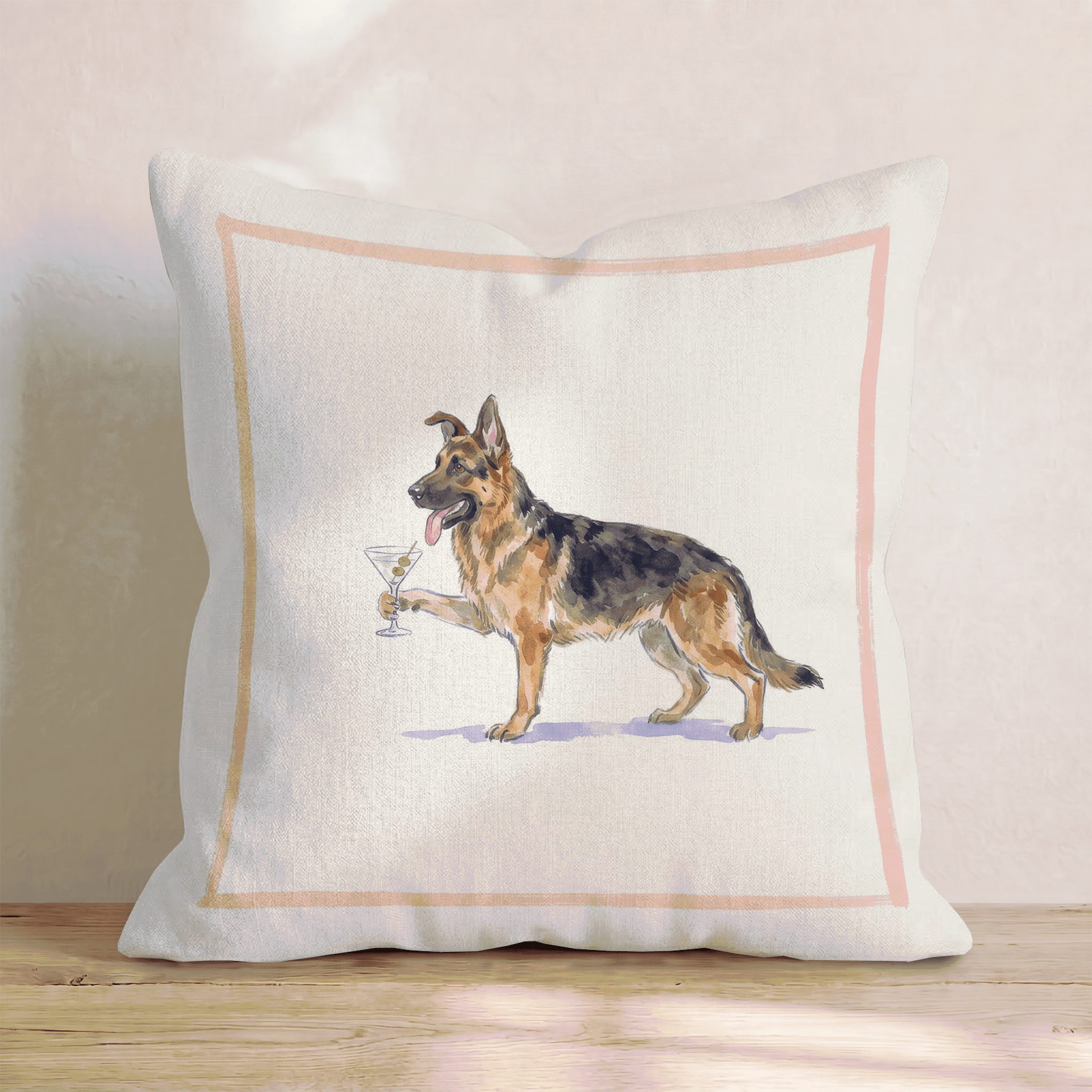 Martini German Shepherd Throw Pillow - Hillcroft Home