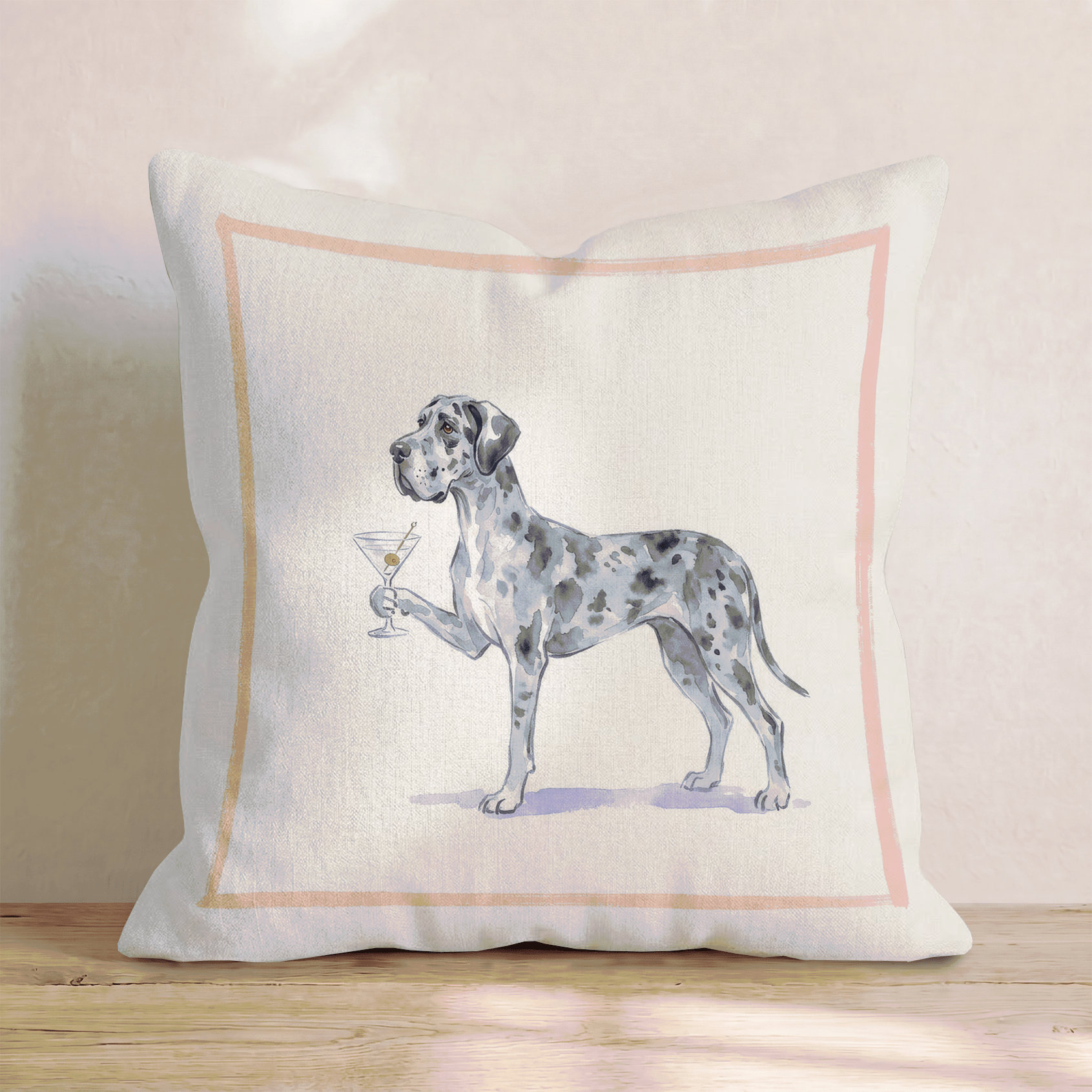 Martini Great Dane Throw Pillow - Hillcroft Home
