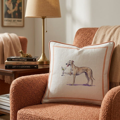 Martini Greyhound Throw Pillow - Hillcroft Home