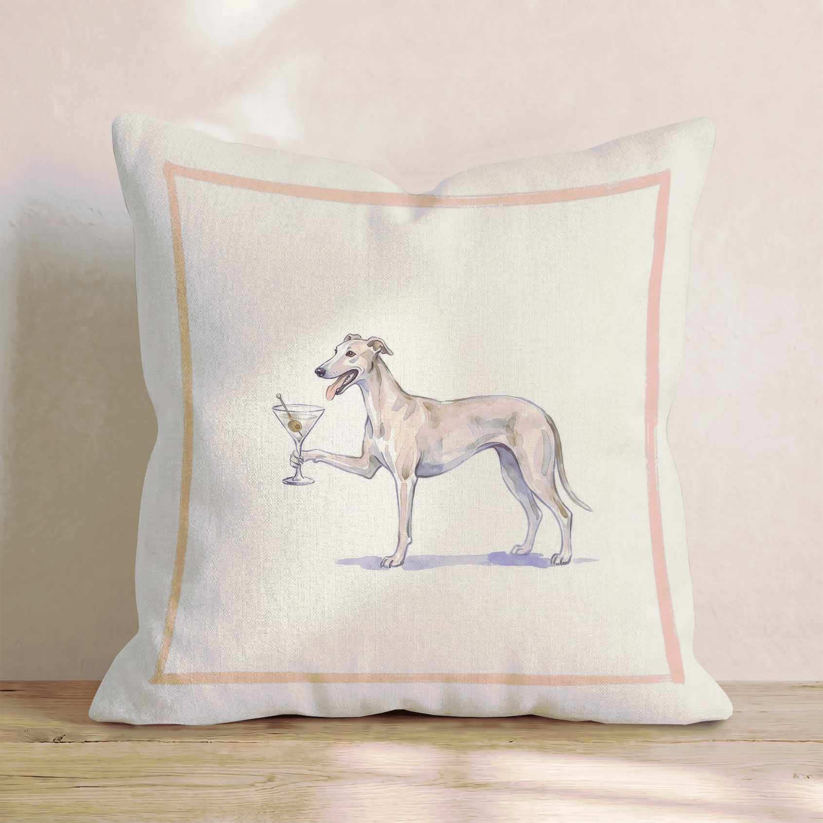 Martini Greyhound Throw Pillow - Hillcroft Home