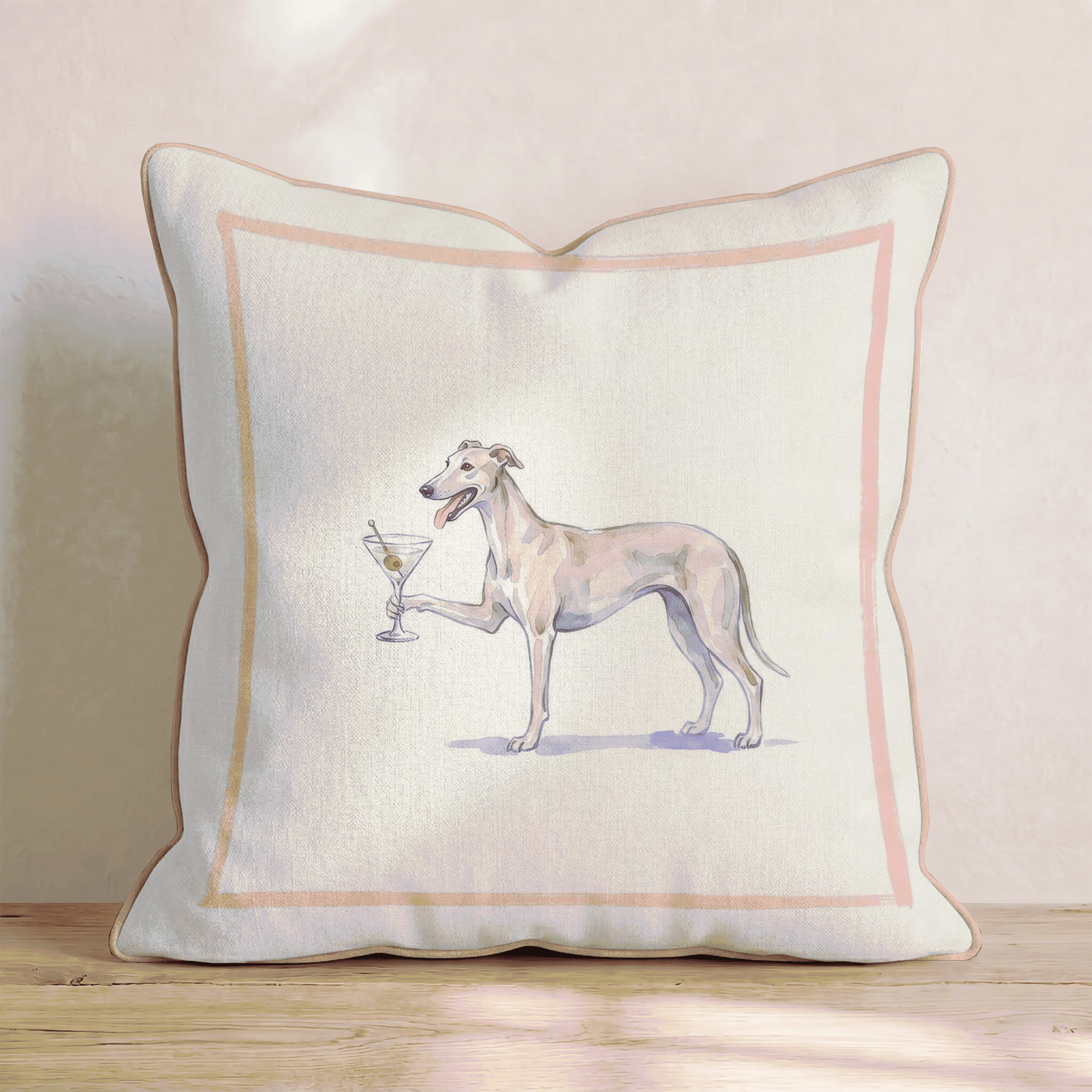 Martini Greyhound Throw Pillow - Hillcroft Home