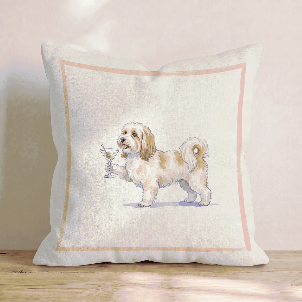 Martini Havanese Throw Pillow - Hillcroft Home