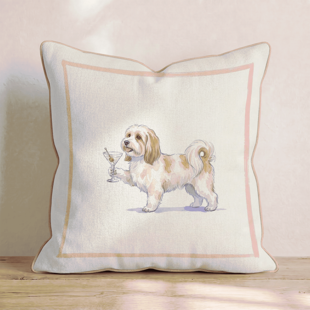 Martini Havanese Throw Pillow - Hillcroft Home