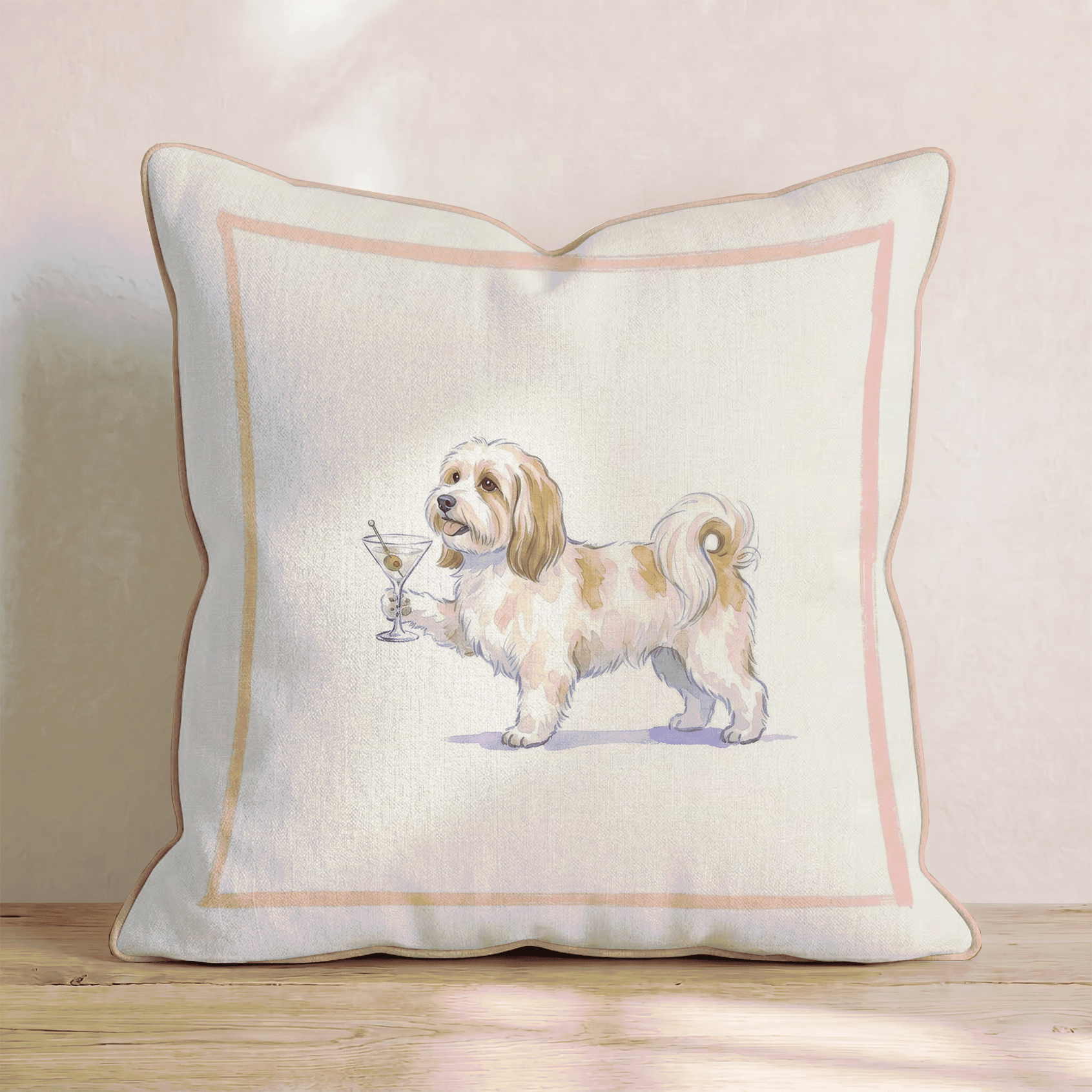 Martini Havanese Throw Pillow - Hillcroft Home