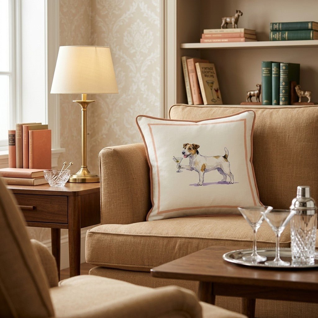 Martini Jack Russell Throw Pillow - Hillcroft Home