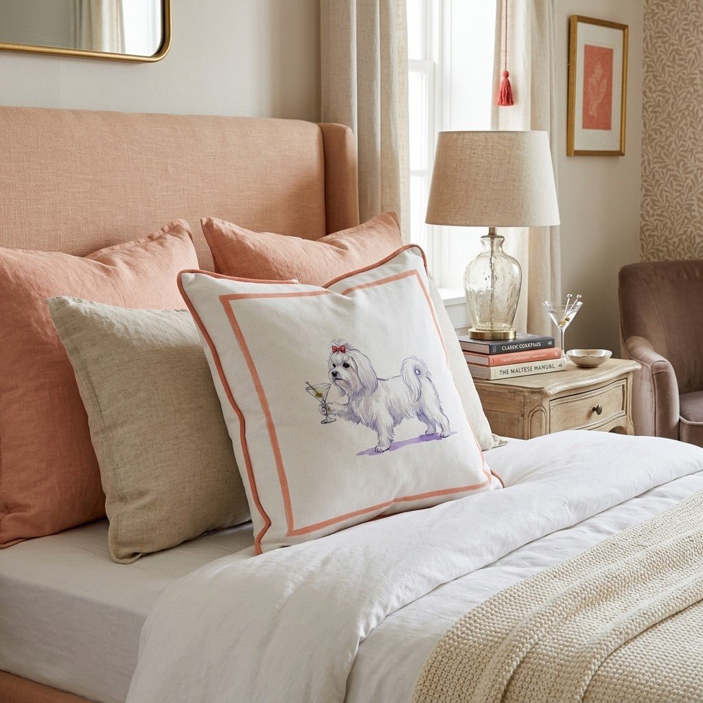 Martini Maltese Throw Pillow - Hillcroft Home