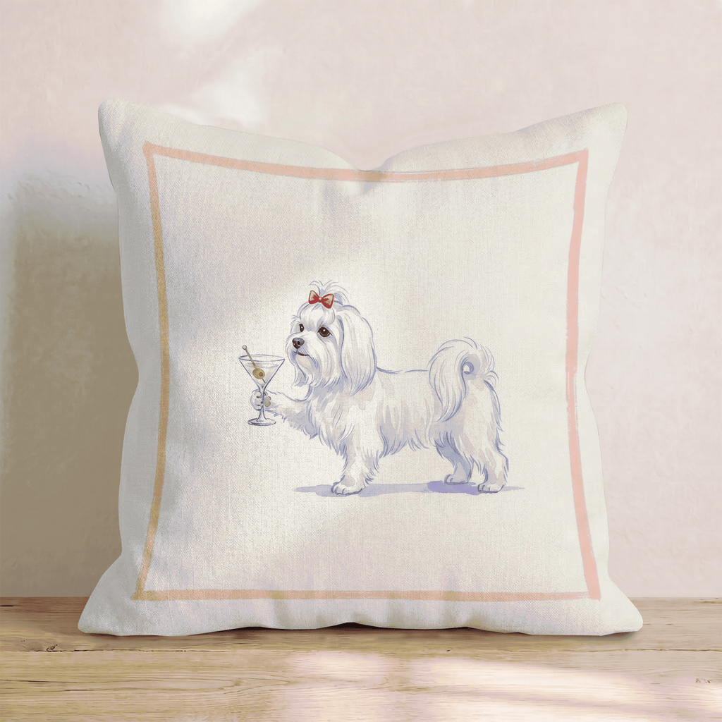 Martini Maltese Throw Pillow - Hillcroft Home