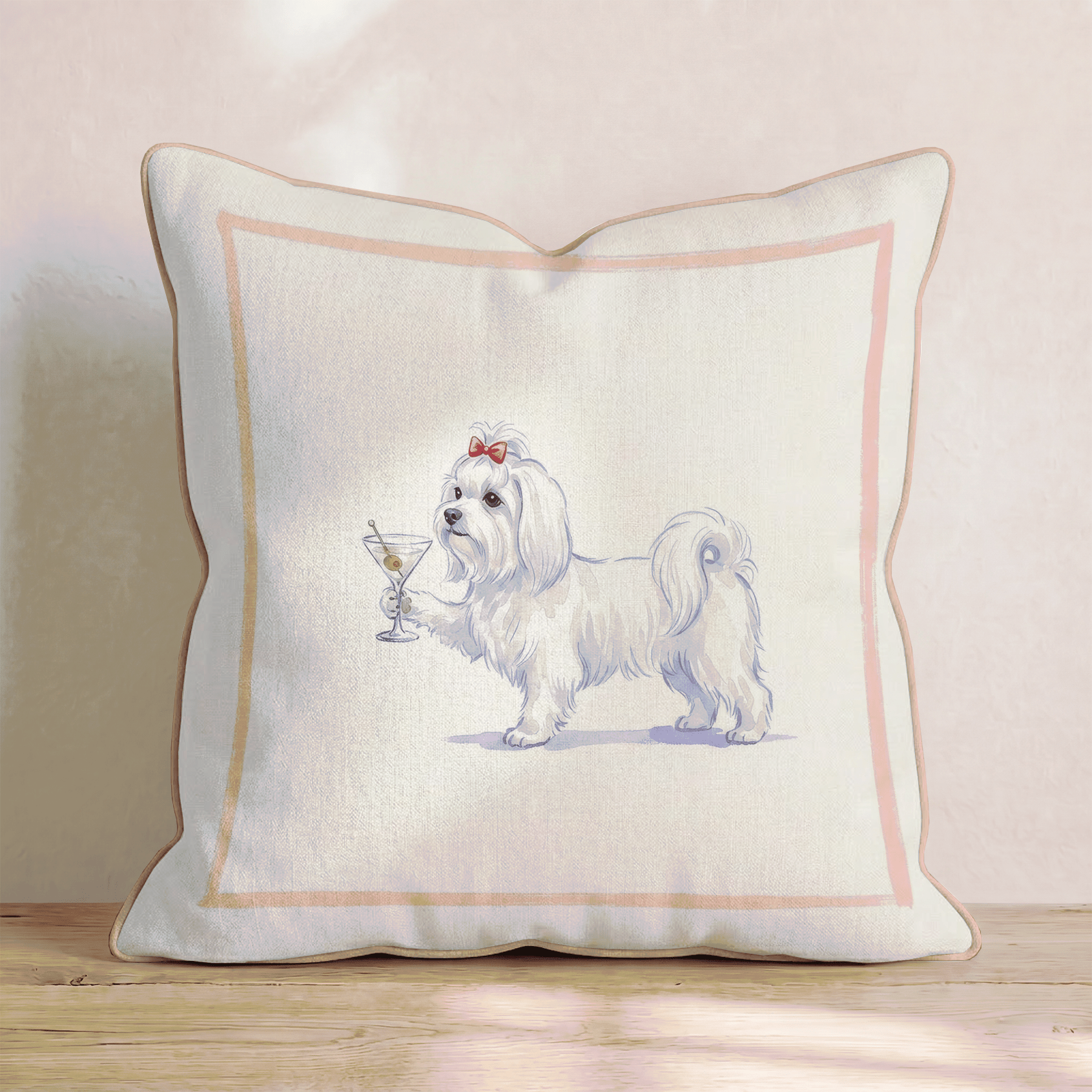 Martini Maltese Throw Pillow - Hillcroft Home