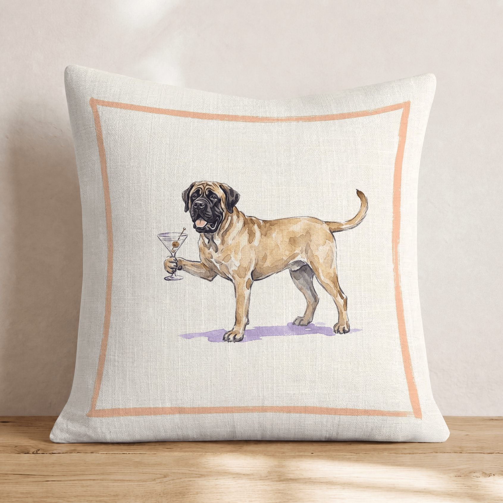 Martini Mastiff Throw Pillow - Hillcroft Home