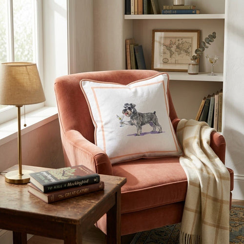 Martini Miniature Schnauzer Throw Pillow - Hillcroft Home