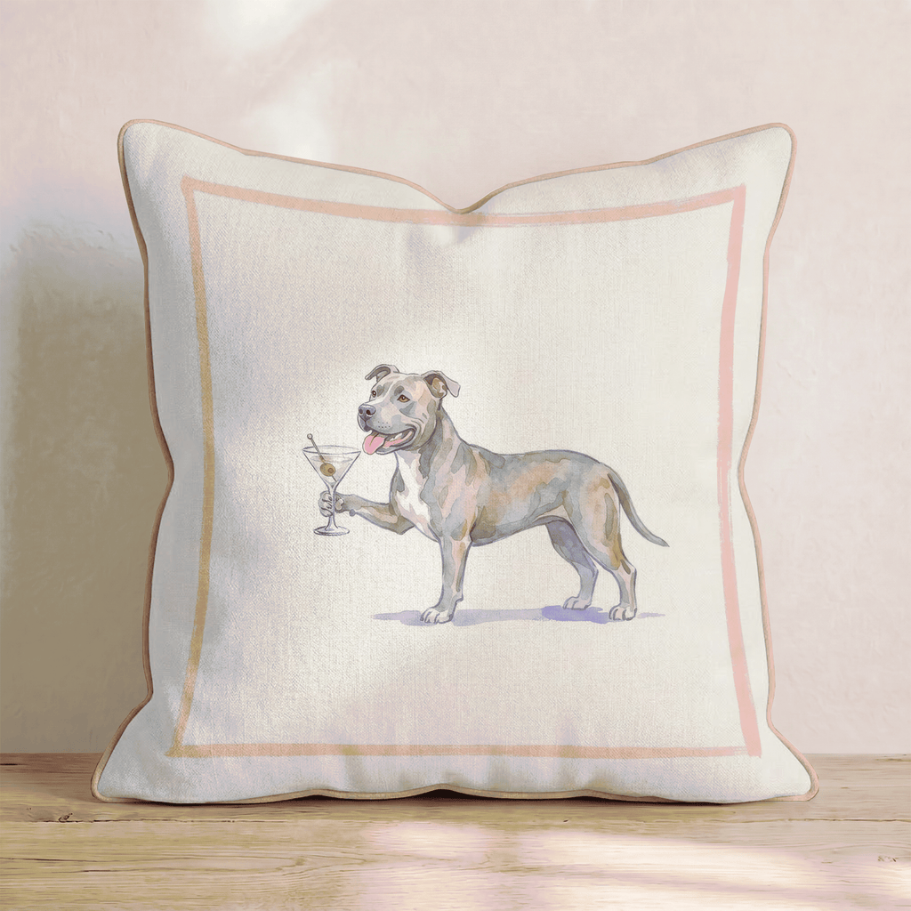 Martini Pit Bull Throw Pillow - Hillcroft Home