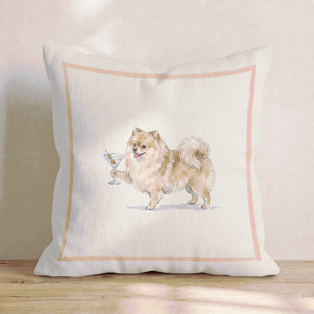 Martini Pomeranian Throw Pillow - Hillcroft Home
