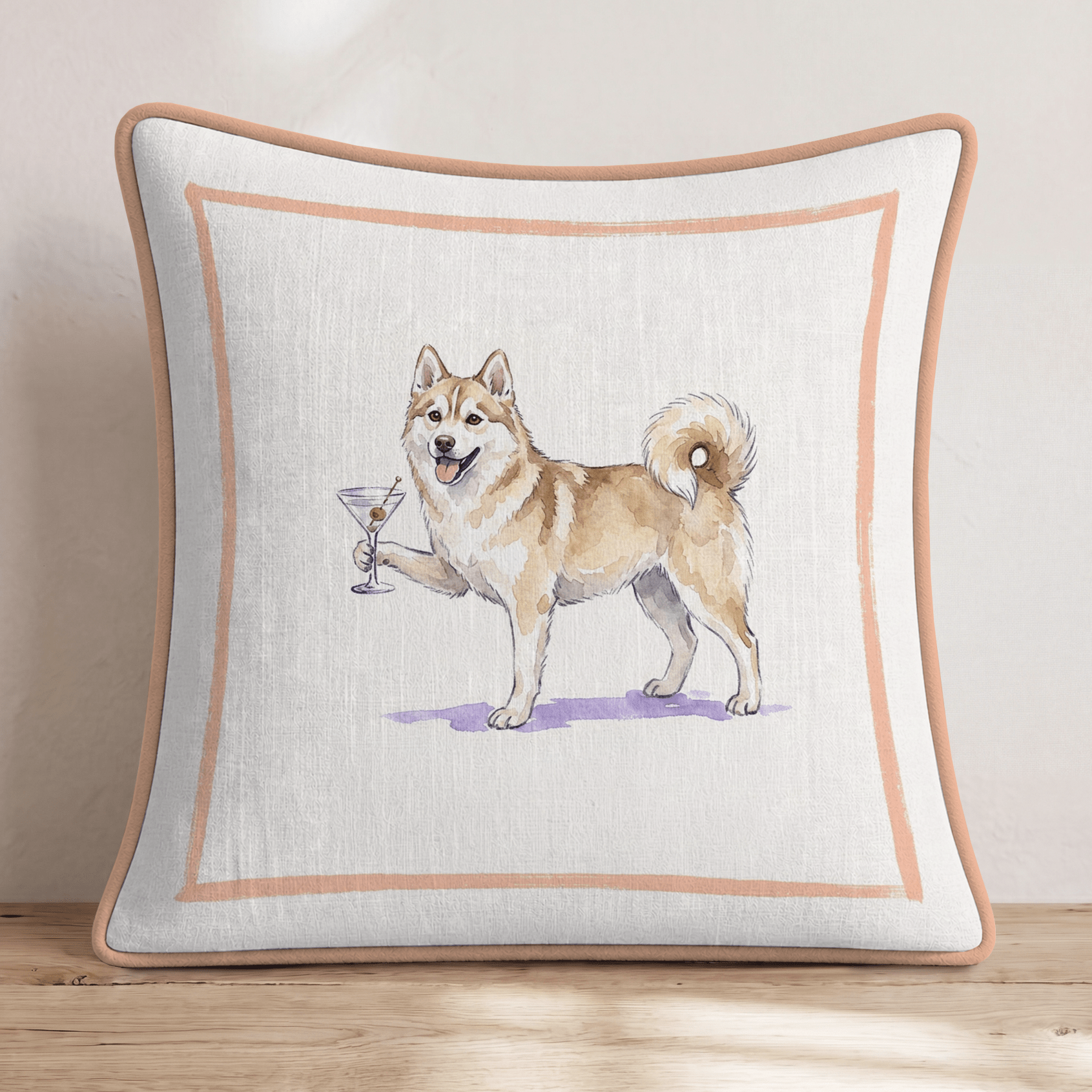 Martini Pomsky Throw Pillow - Hillcroft Home