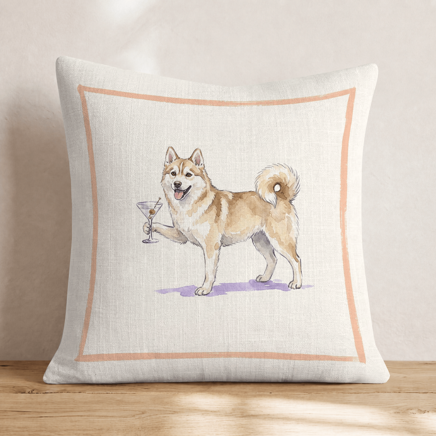 Martini Pomsky Throw Pillow - Hillcroft Home