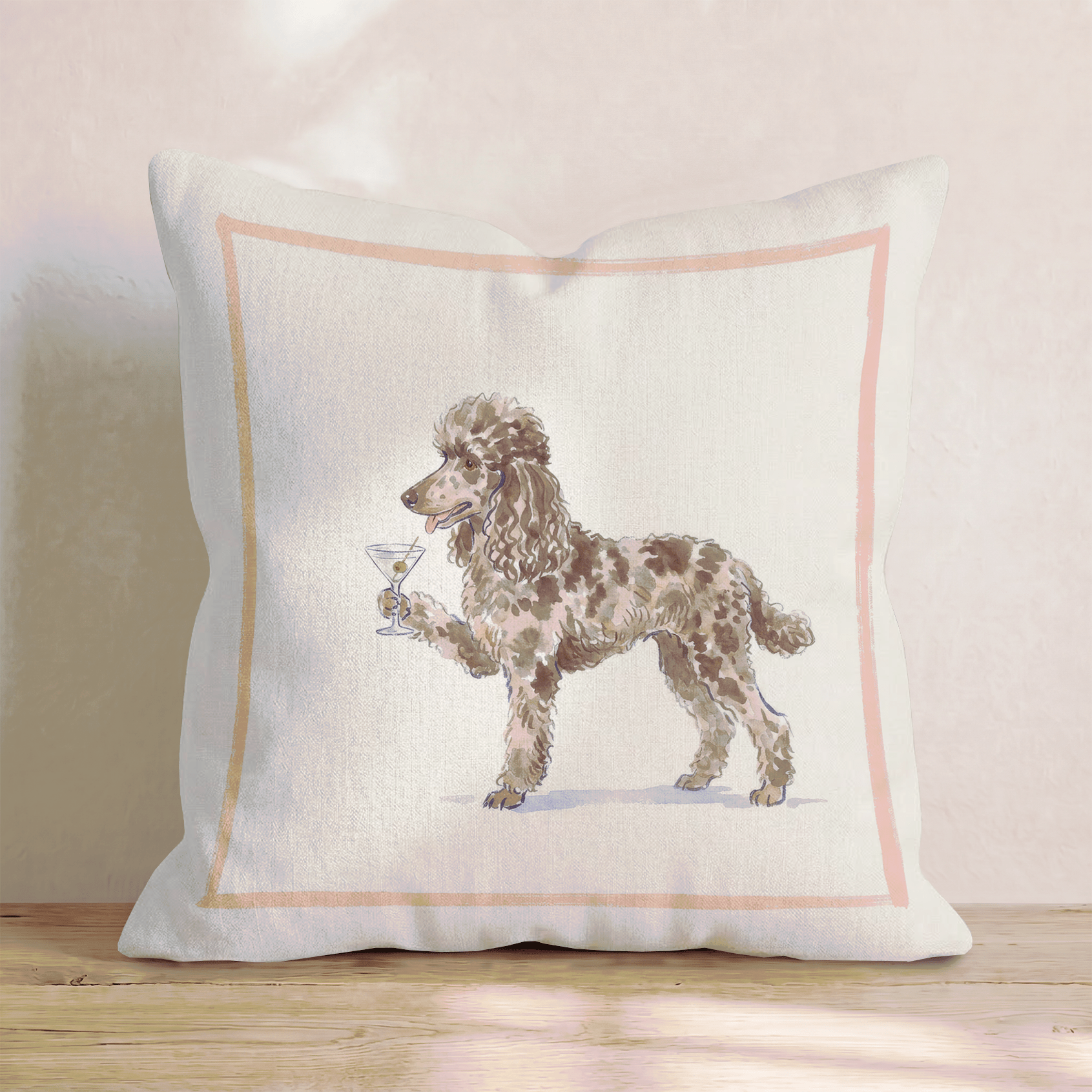 Martini Poodle Throw Pillow - Hillcroft Home