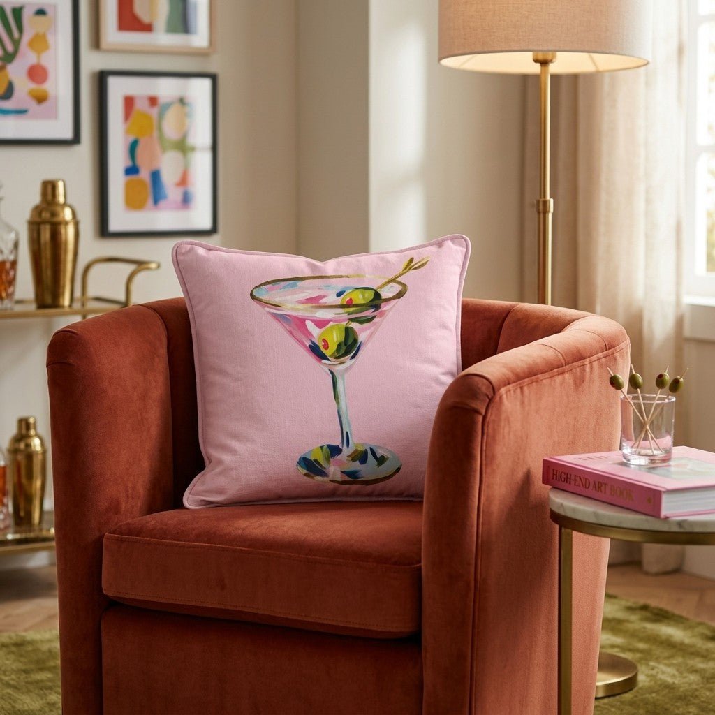 Martini Shaken Throw Pillow - Hillcroft Home