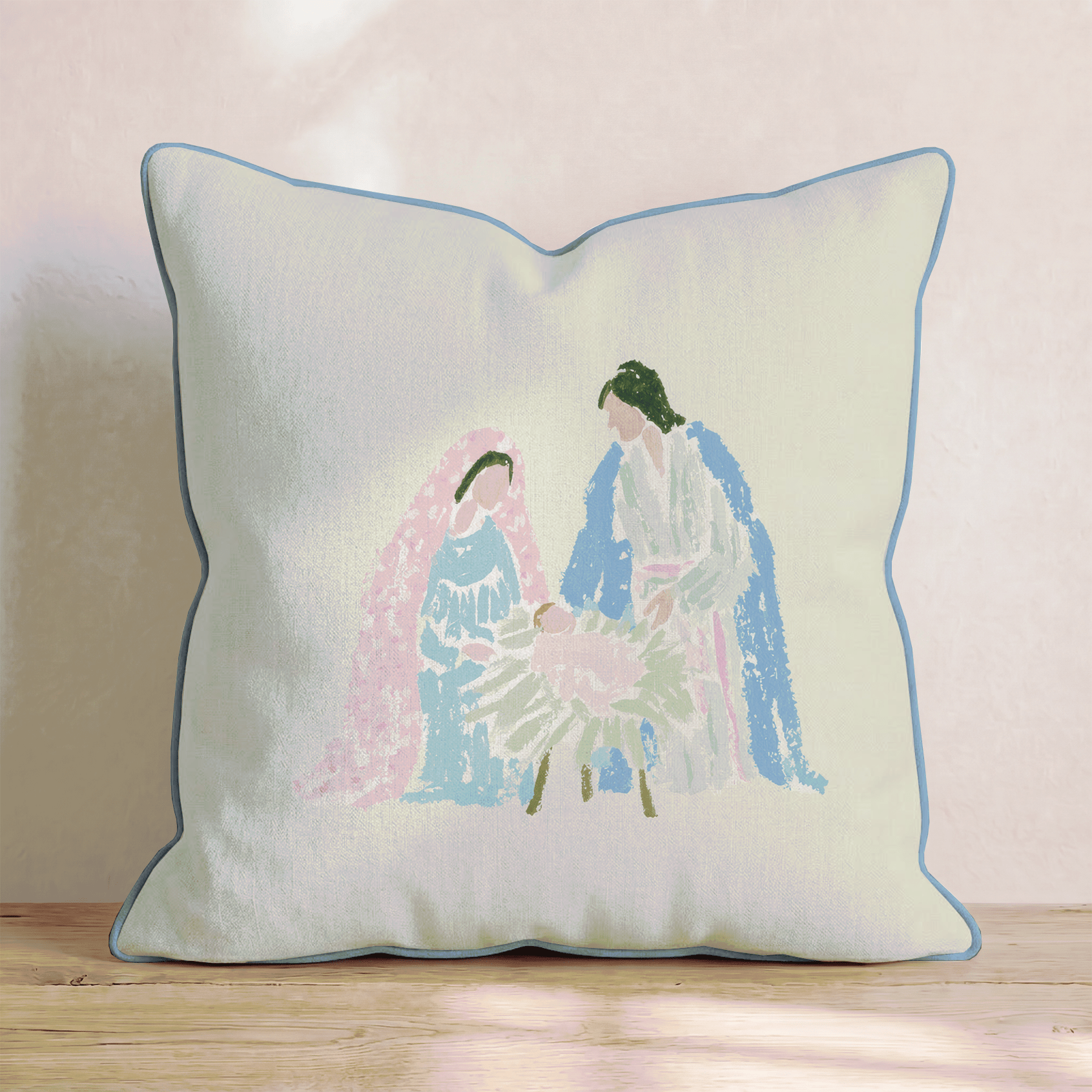Mary, Joseph, and Jesus Throw Pillow - Hillcroft Home