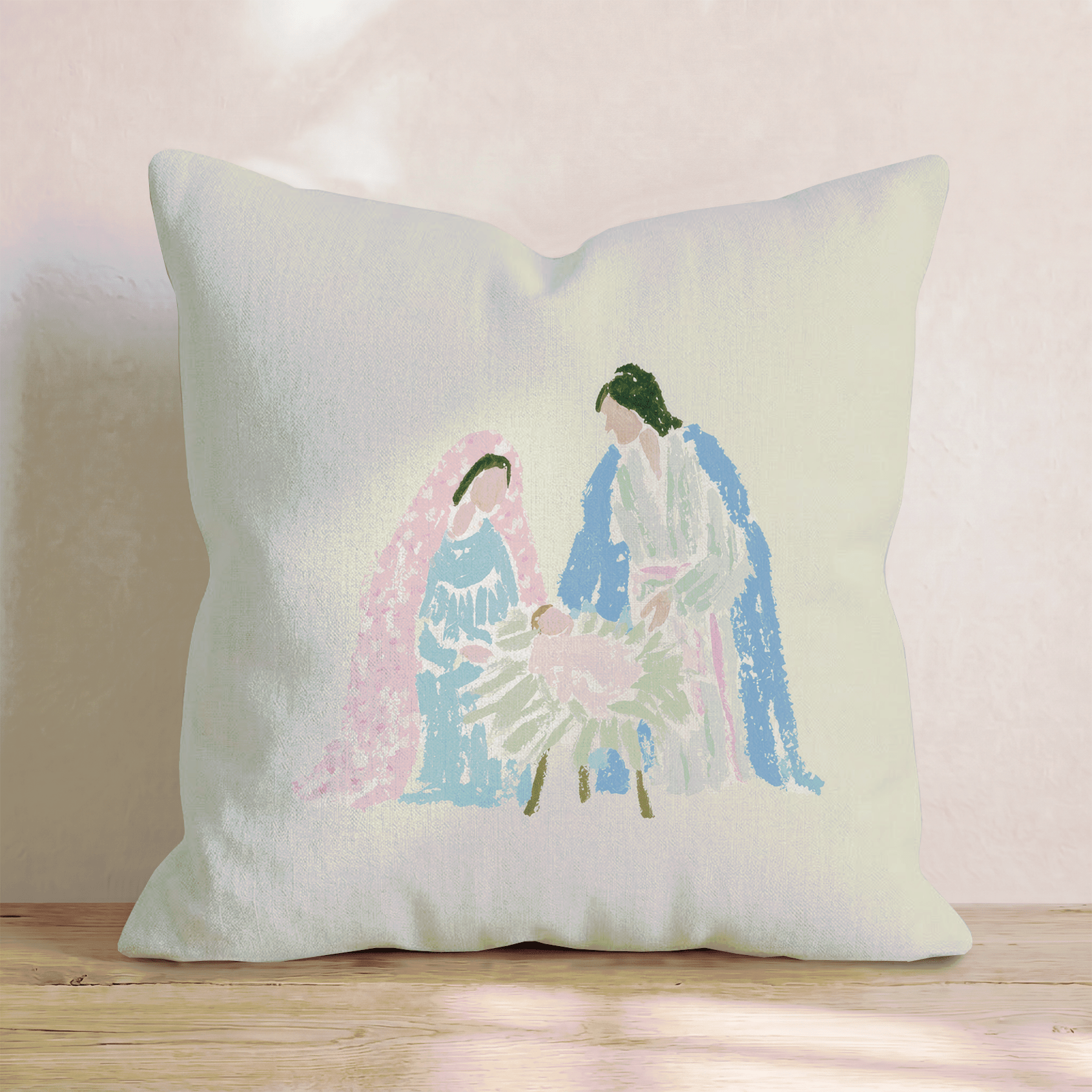 Mary, Joseph, and Jesus Throw Pillow - Hillcroft Home
