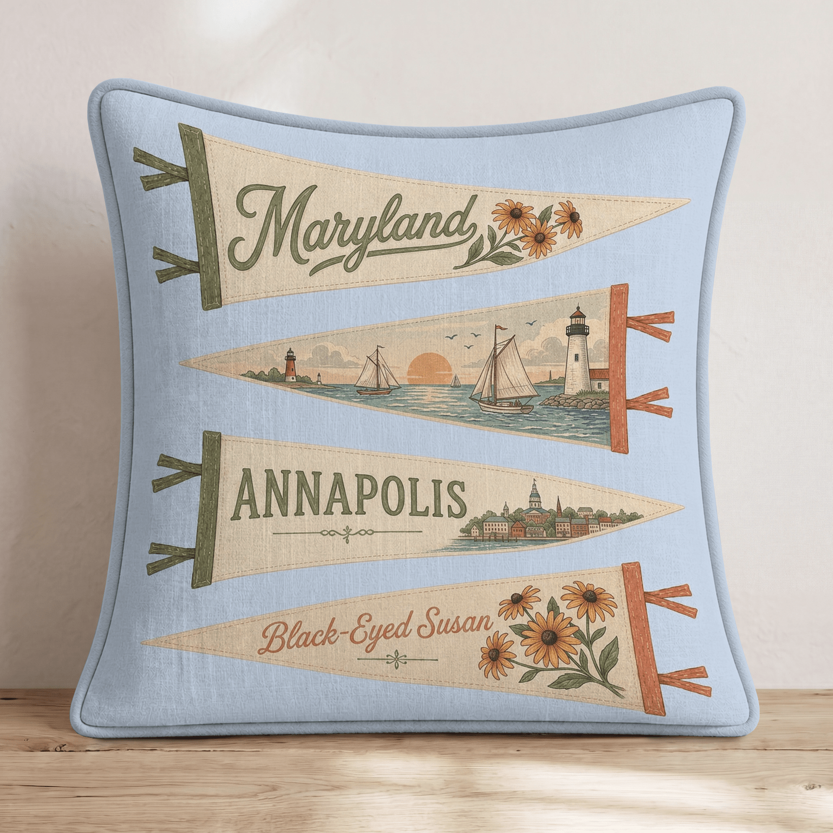 Maryland Pennant Throw Pillow - Hillcroft Home