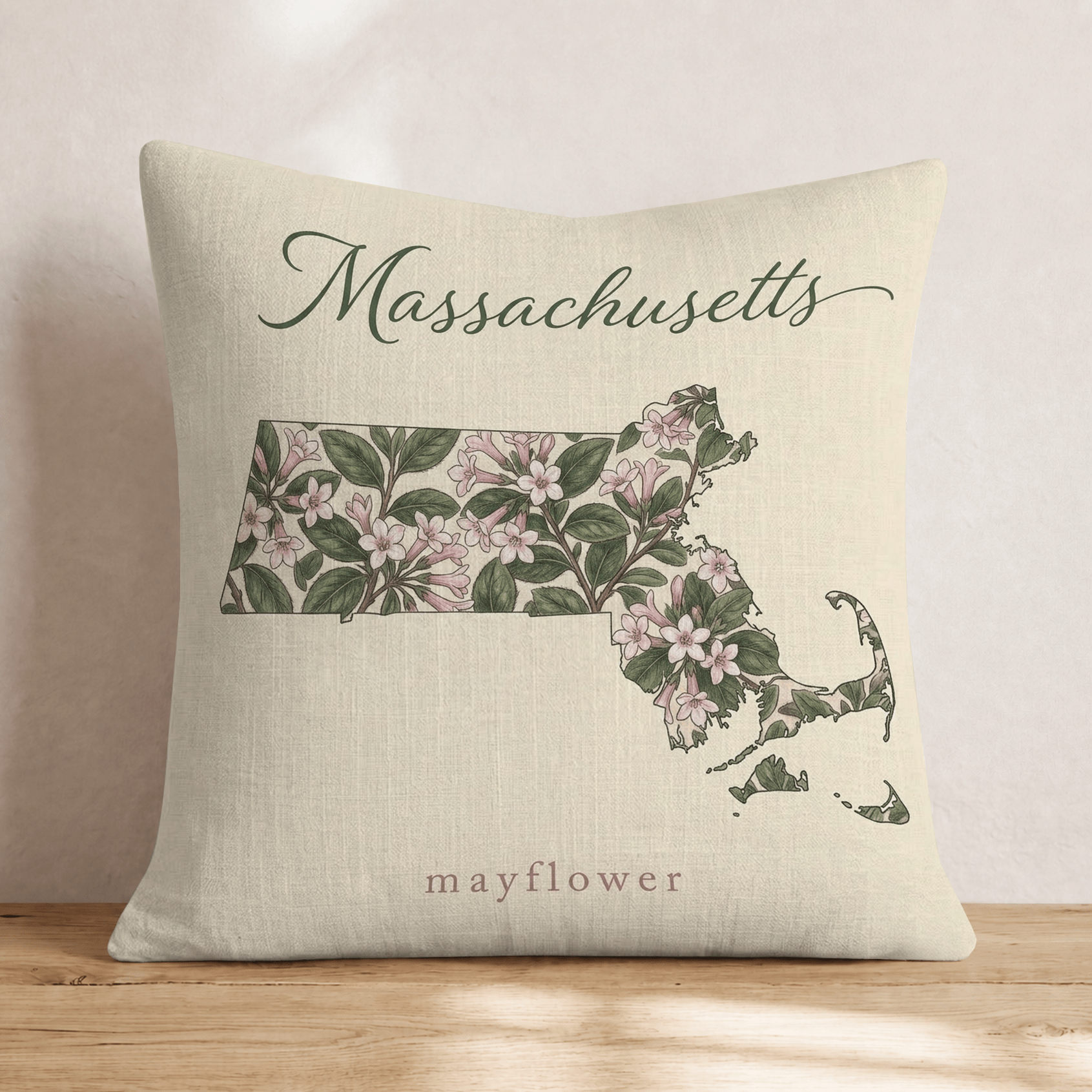 Massachusetts State Flower Throw Pillow - Hillcroft Home