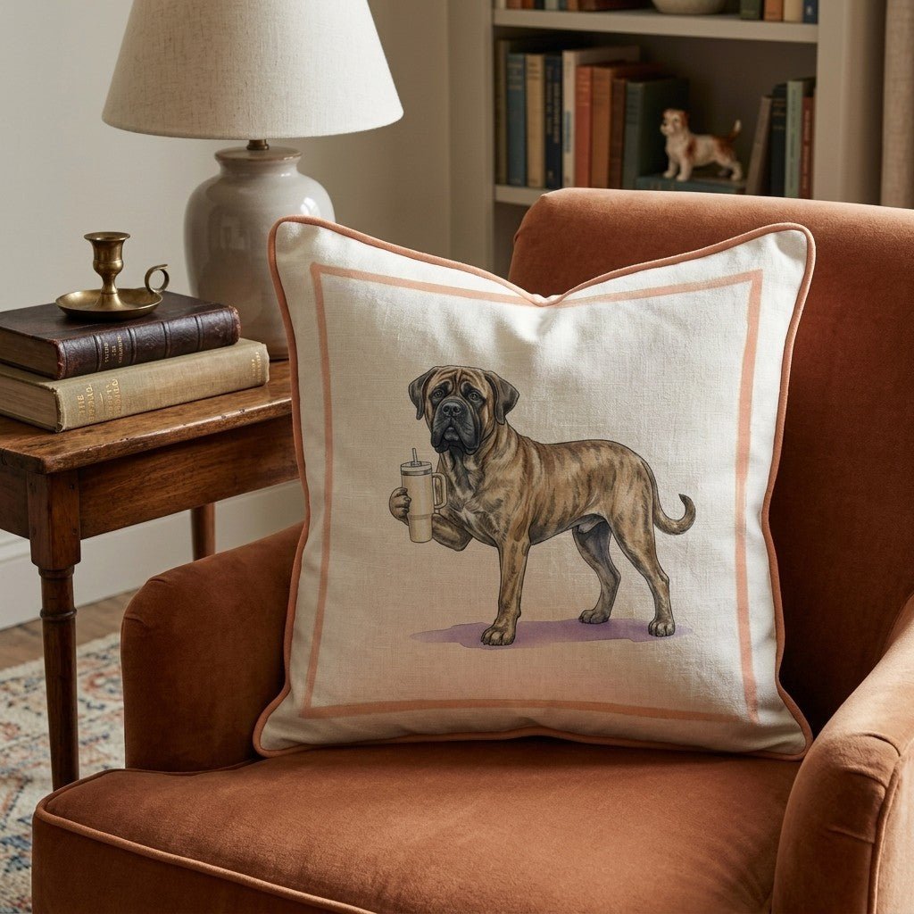 Mastiff Tumbler Throw Pillow - Hillcroft Home
