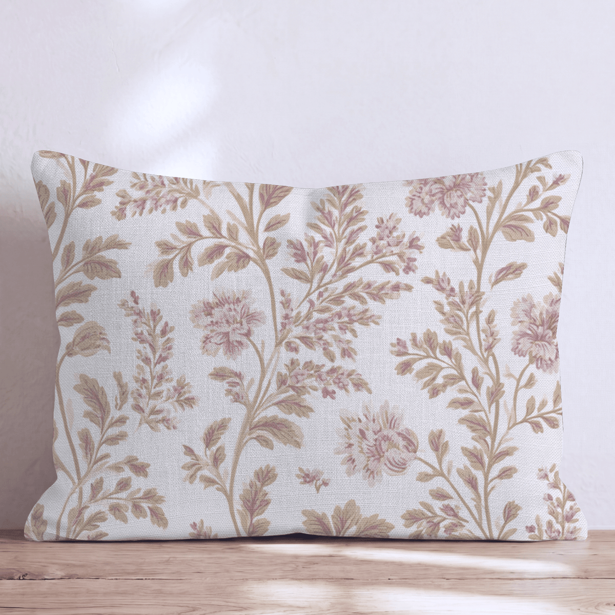 Mauve Garden Vine Throw Pillow throw pillow - Hillcroft Home