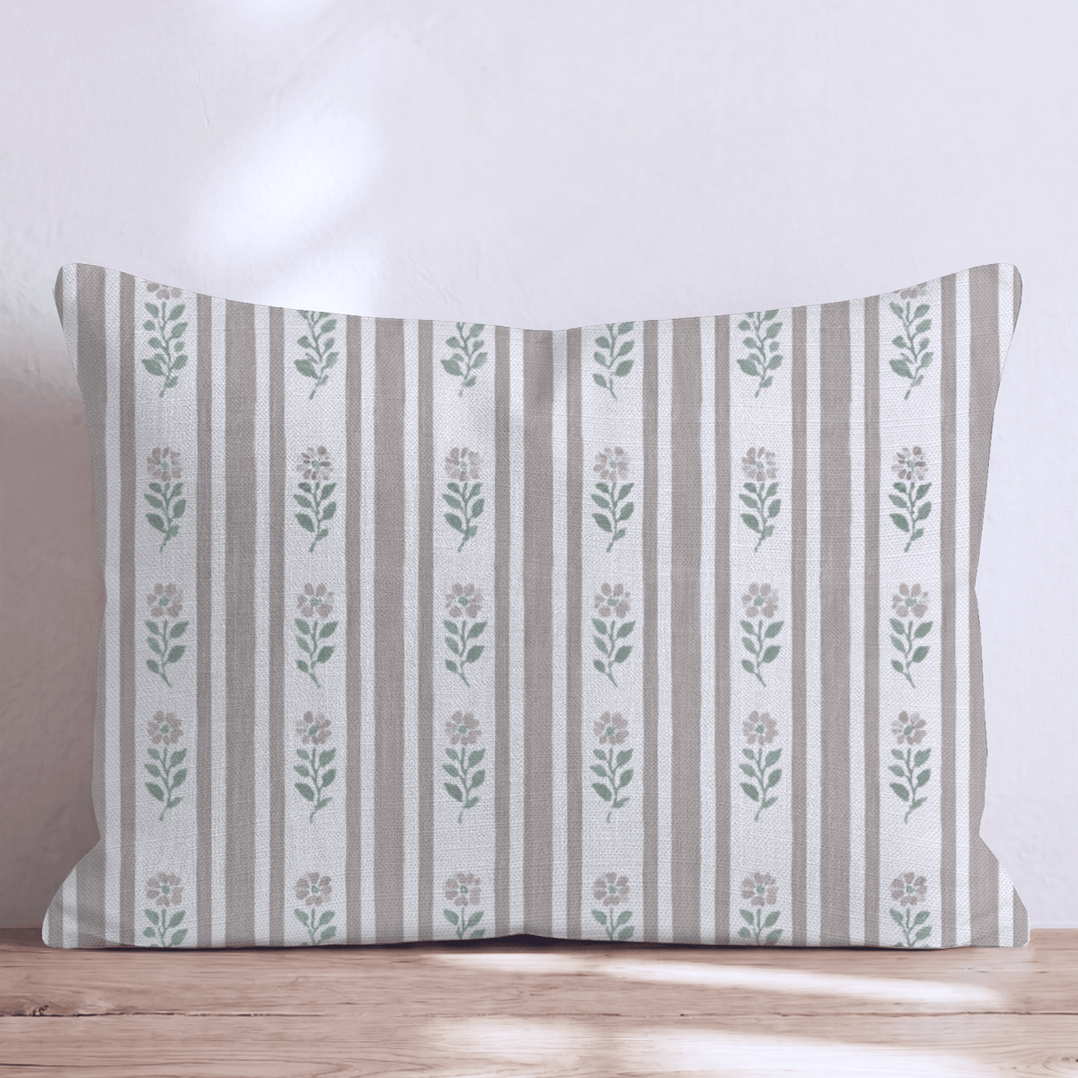 Mauve Sprig Stripe Throw Pillow throw pillow - Hillcroft Home