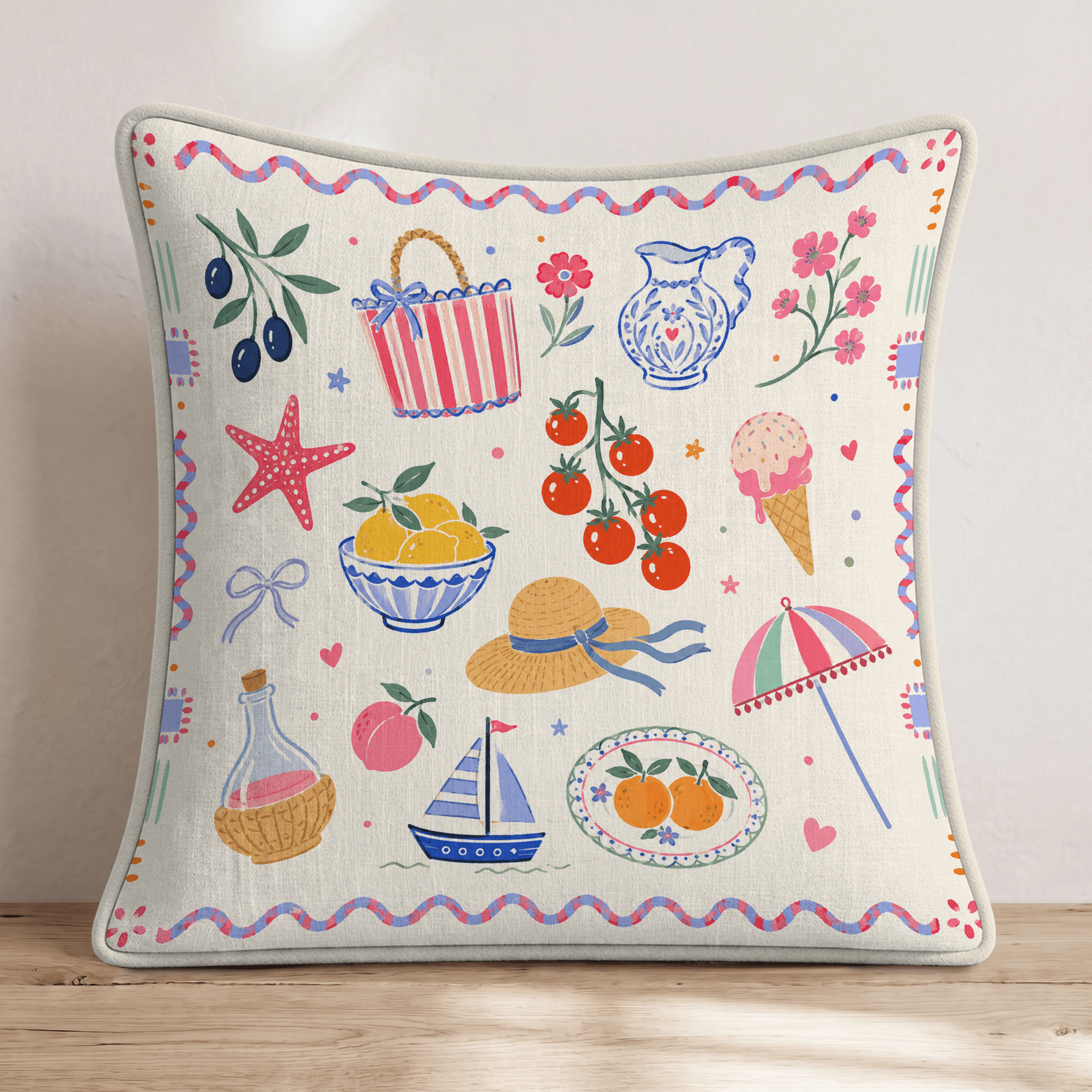 Mediterranean Summer Throw Pillow - Hillcroft Home
