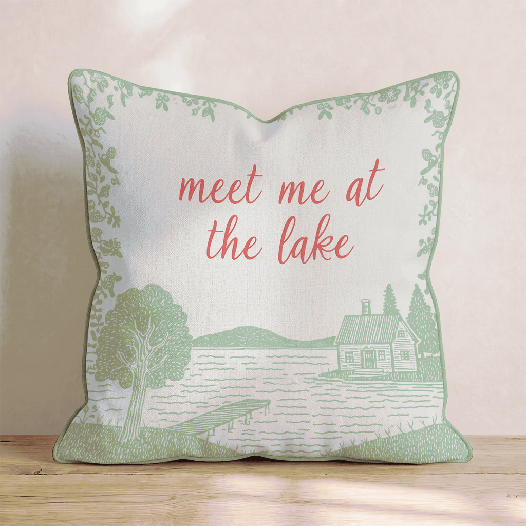 Meet Me At The Lake Throw Pillow - Hillcroft Home