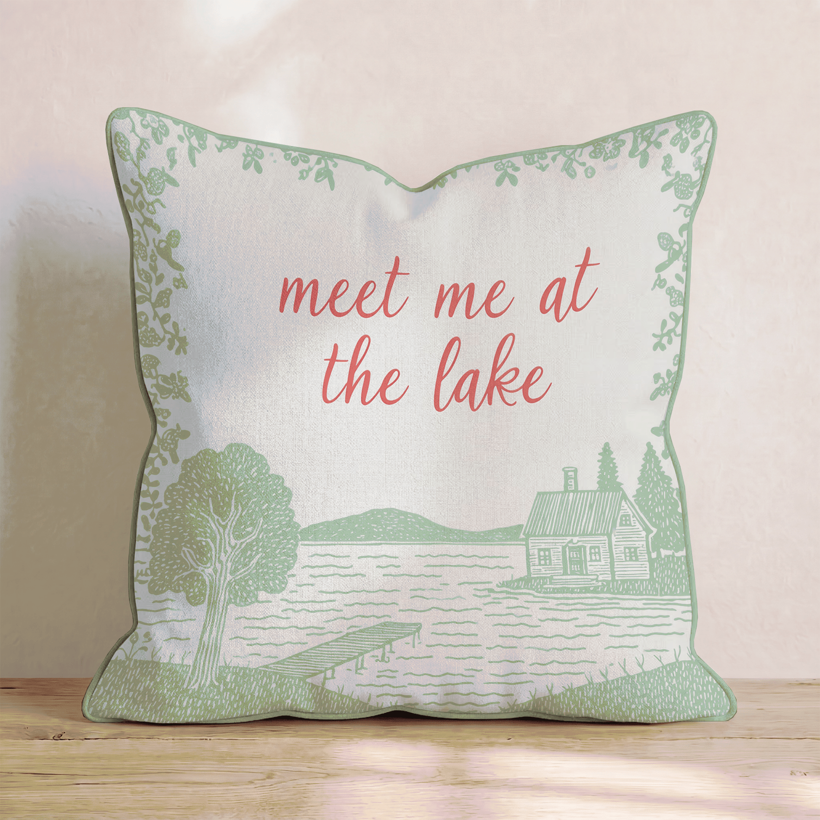 Meet Me At The Lake Throw Pillow - Hillcroft Home