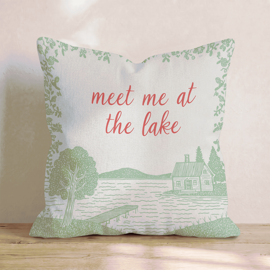 Meet Me At The Lake Throw Pillow - Hillcroft Home