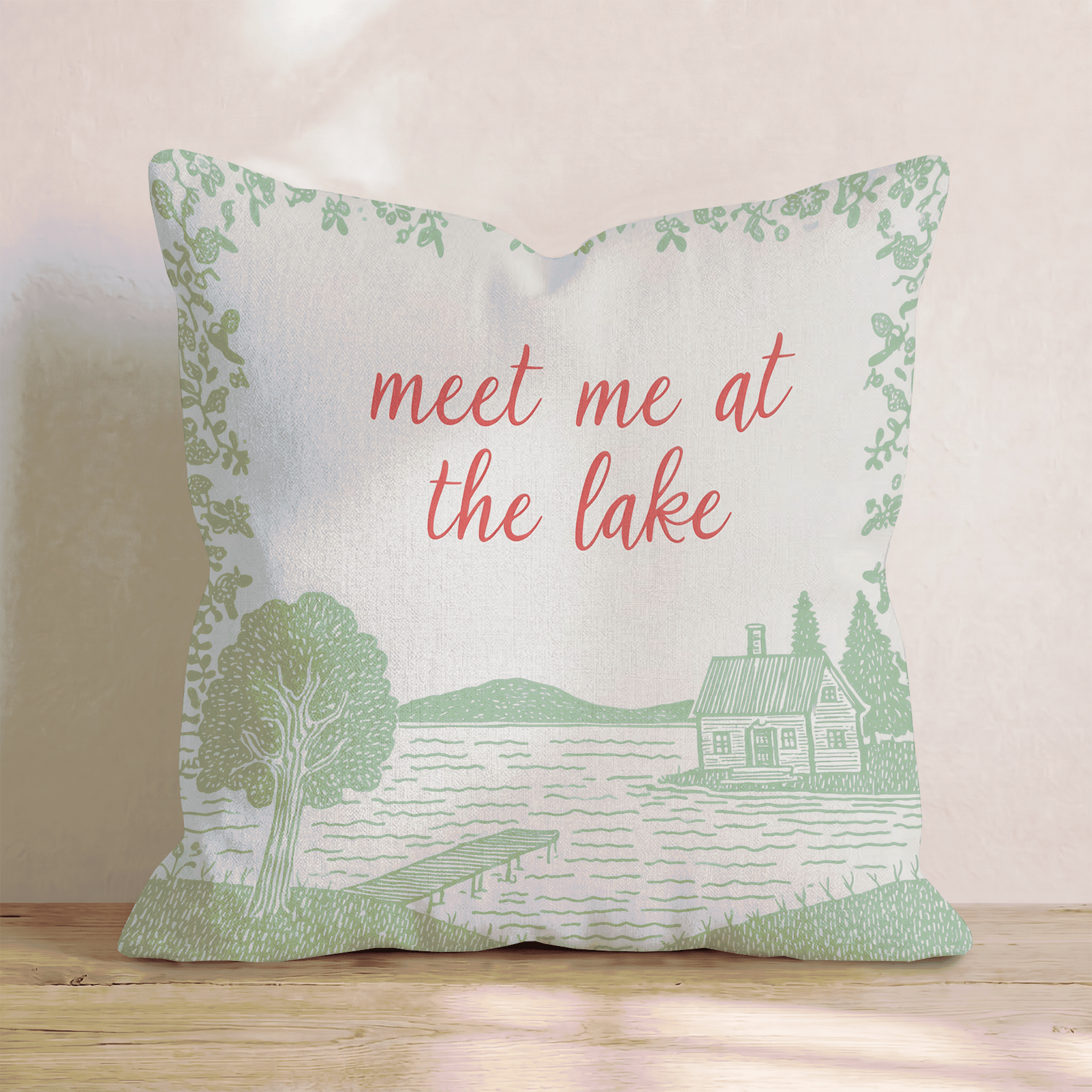 Meet Me At The Lake Throw Pillow - Hillcroft Home