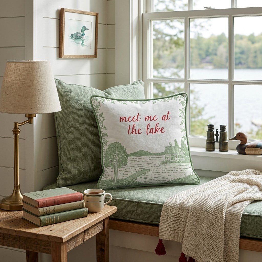 Meet Me At The Lake Throw Pillow - Hillcroft Home