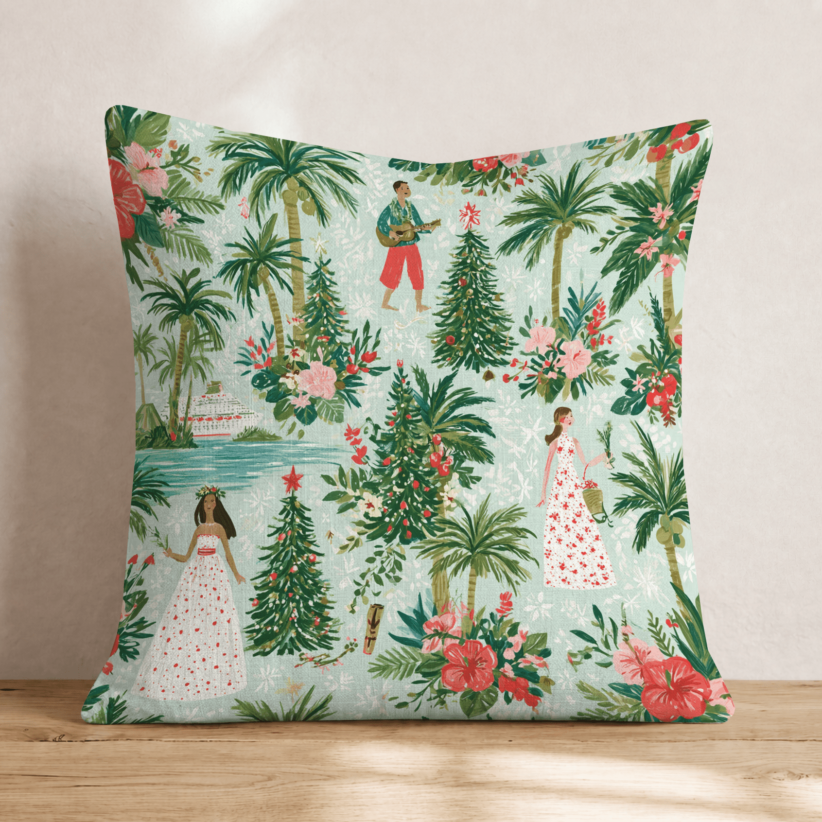 Mele Kalikimaka Glow Throw Pillow - Hillcroft Home