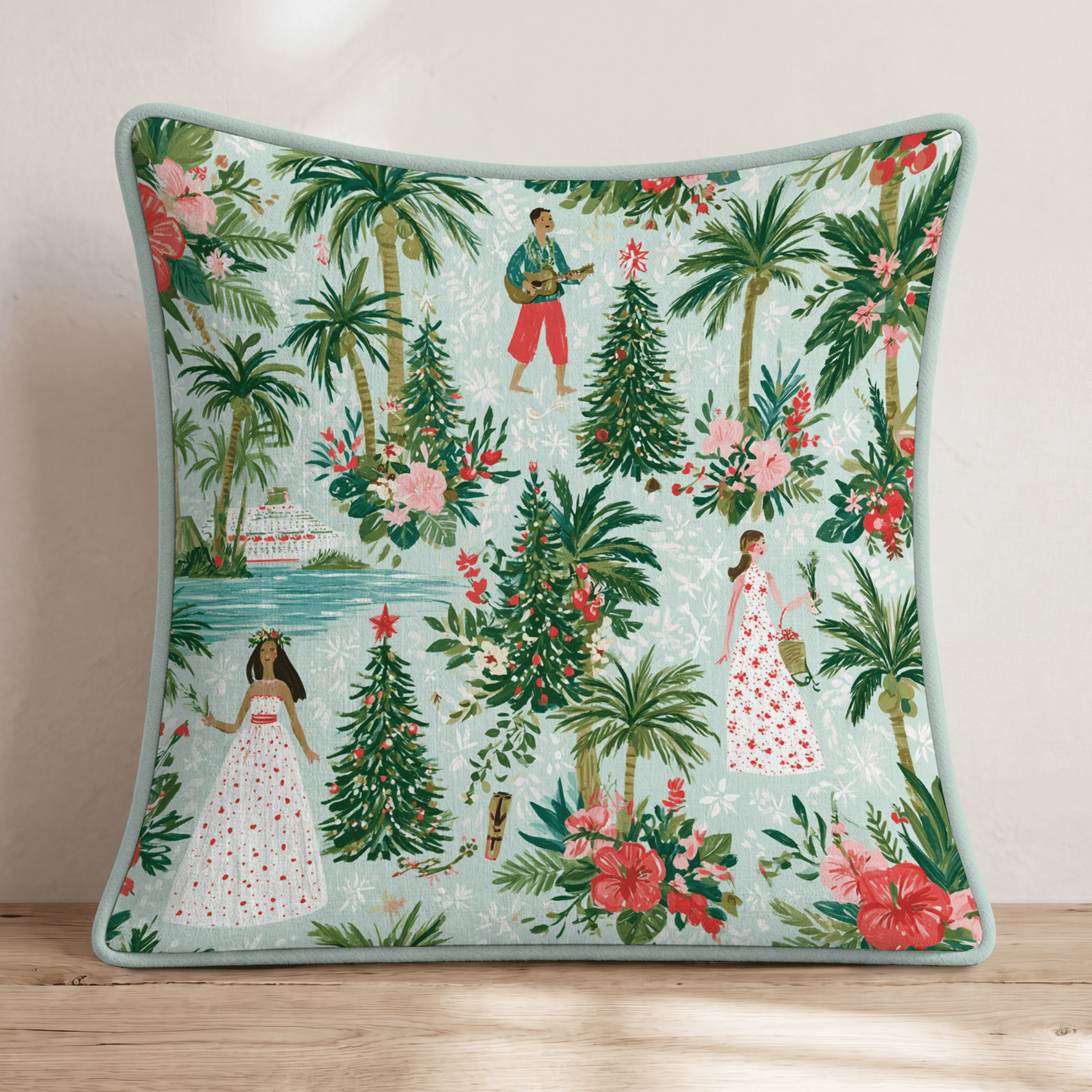 Mele Kalikimaka Glow Throw Pillow - Hillcroft Home