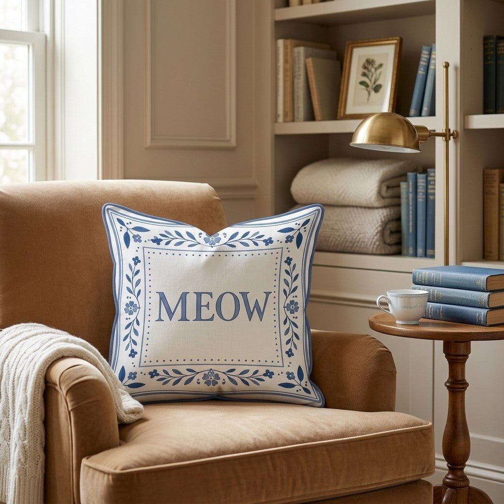 Meow Throw Pillow - Hillcroft Home