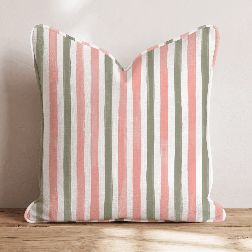 Mercantile Stripe Rose Throw Pillow throw pillow - Hillcroft Home