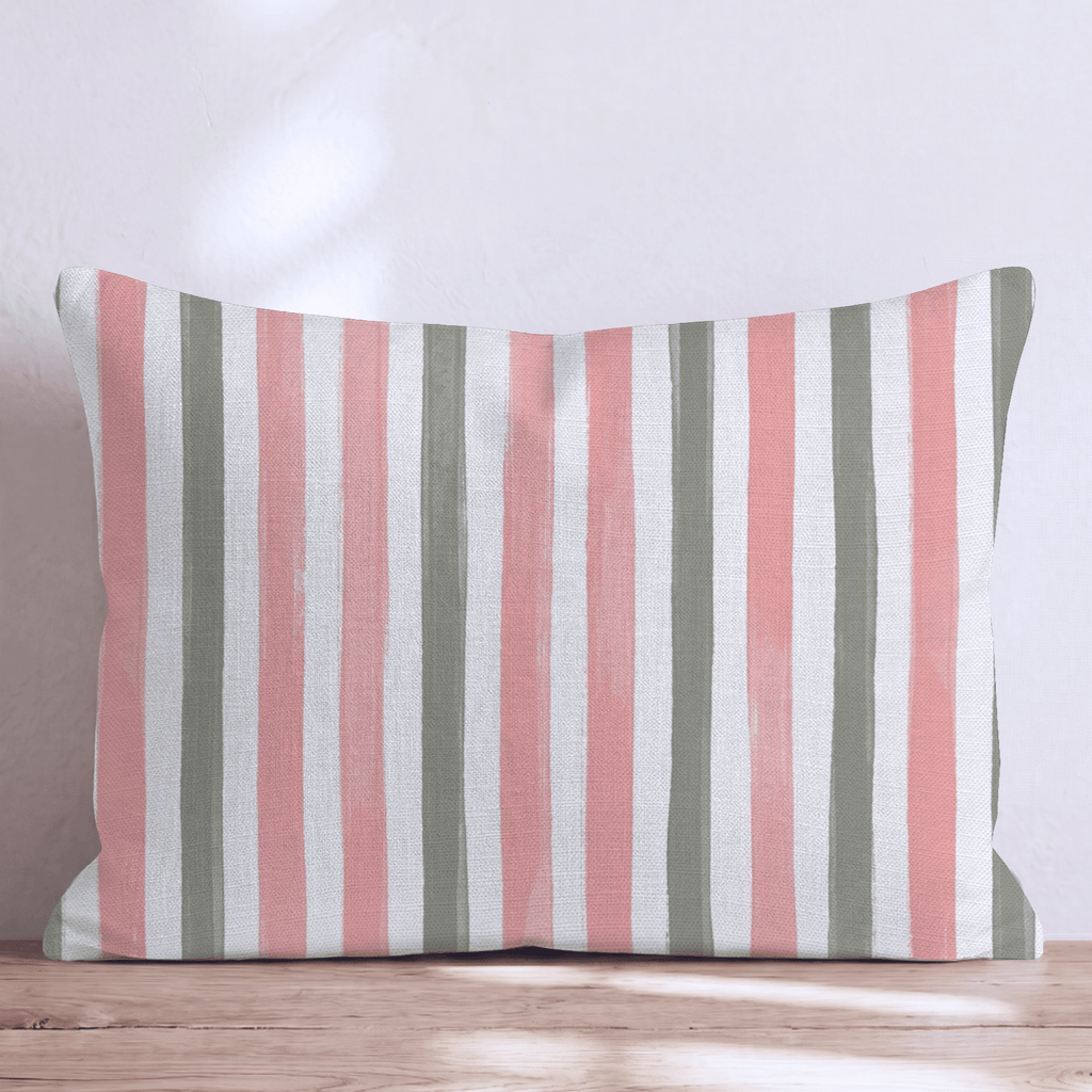 Mercantile Stripe Rose Throw Pillow throw pillow - Hillcroft Home