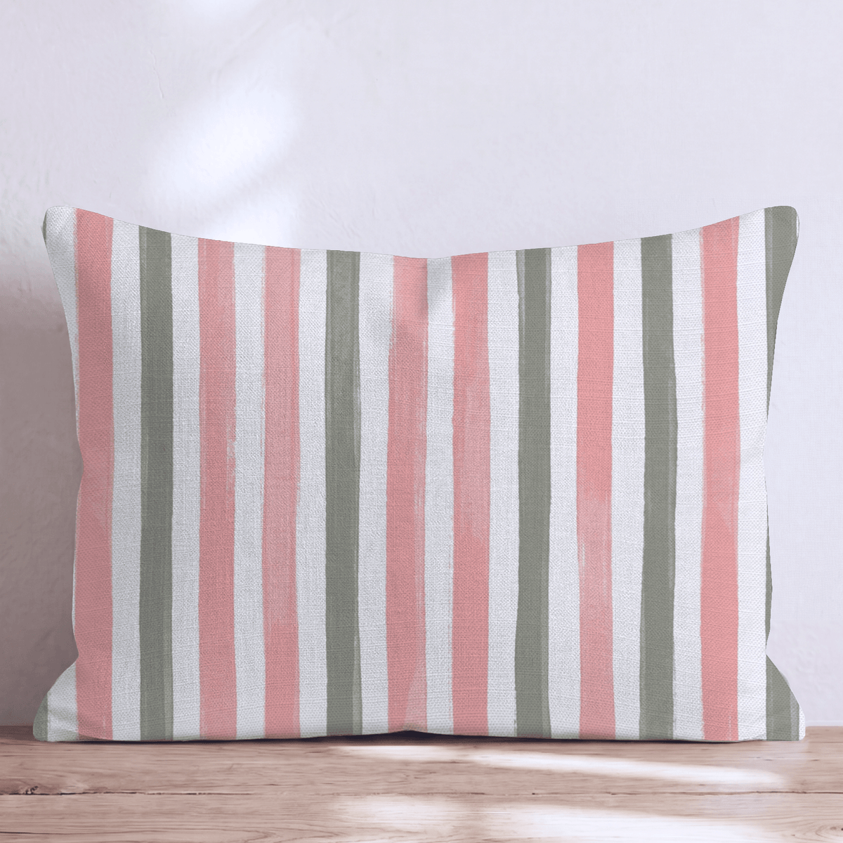Mercantile Stripe Rose Throw Pillow throw pillow - Hillcroft Home