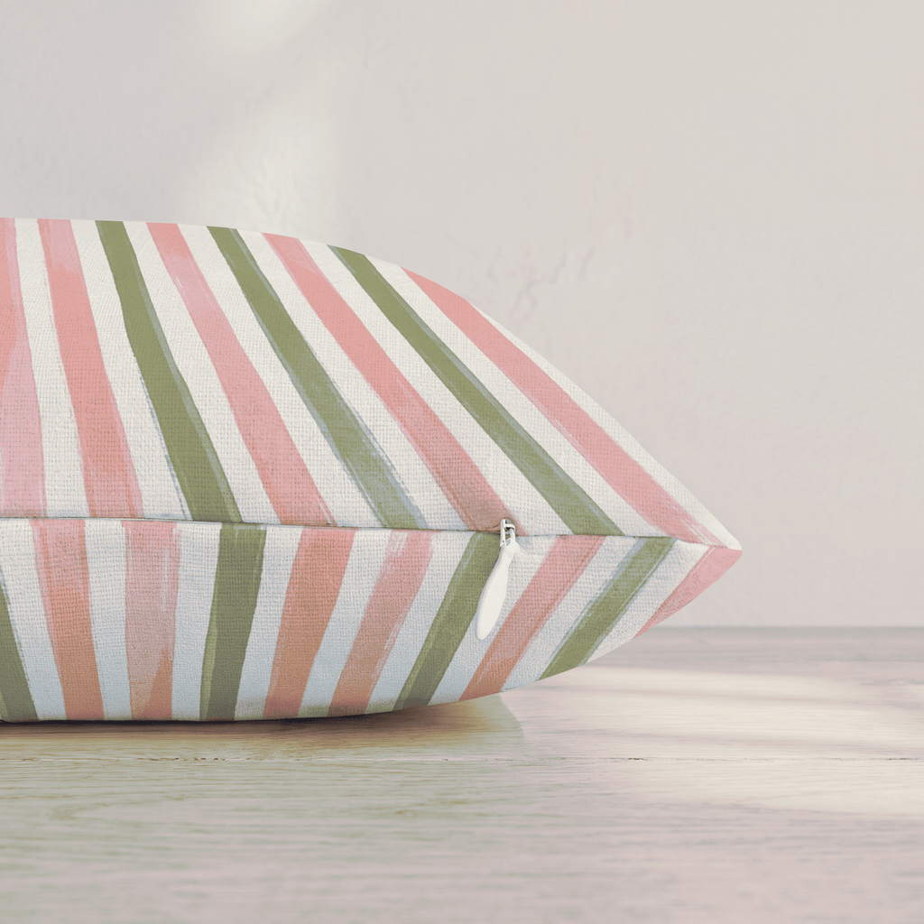 Mercantile Stripe Rose Throw Pillow throw pillow - Hillcroft Home