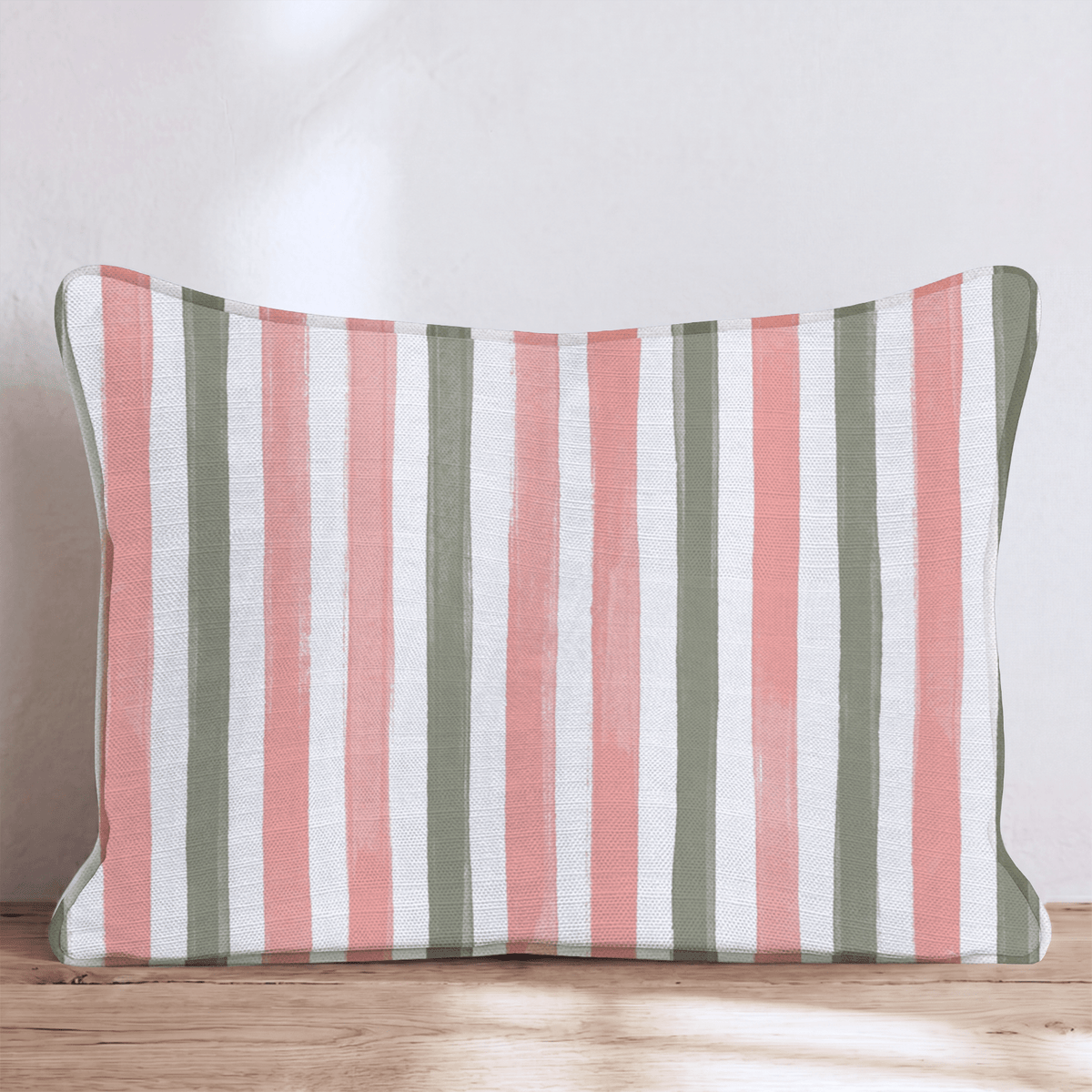 Mercantile Stripe Rose Throw Pillow throw pillow - Hillcroft Home