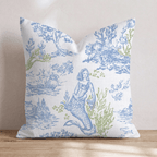 Mermaids Toile Throw Pillow - Hillcroft Home