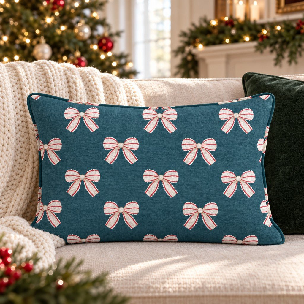 Merriest Bow Throw Pillow throw pillow - Hillcroft Home