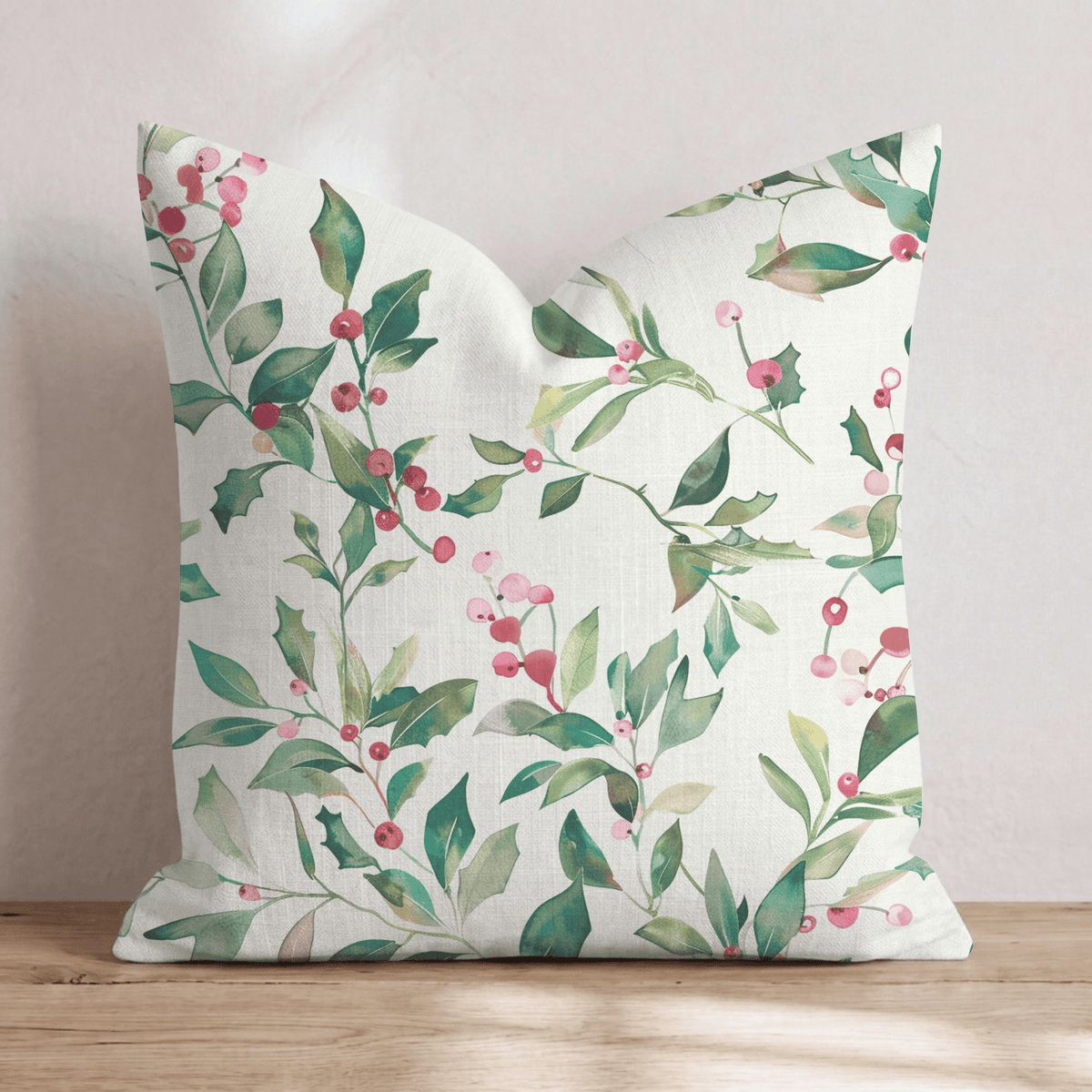 Merry and Holly Throw Pillow throw pillow - Hillcroft Home