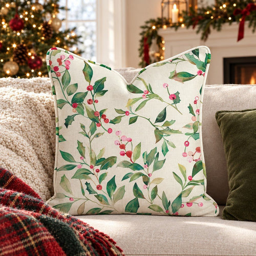 Merry and Holly Throw Pillow throw pillow - Hillcroft Home