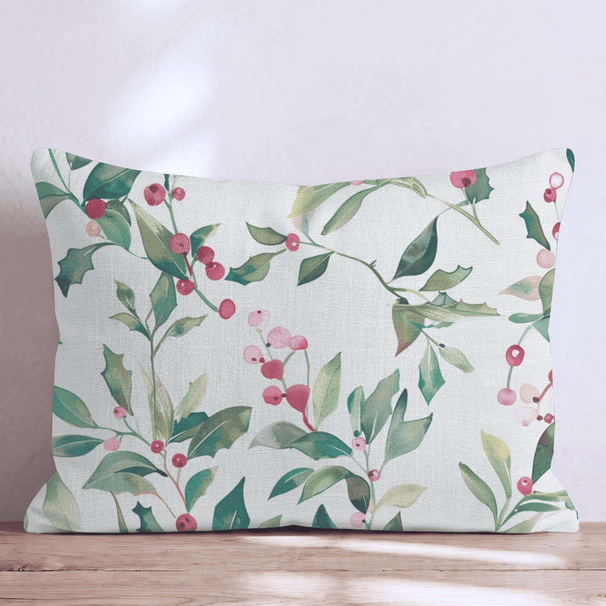 Merry and Holly Throw Pillow throw pillow - Hillcroft Home